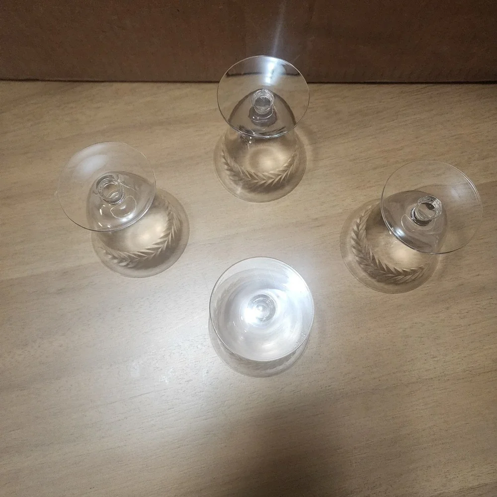 Vintage Crystal Laurel Leaf Parfate Set of 4